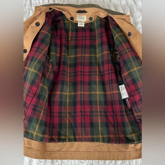 LL Bean Vintage Chore Coat Barn Jacket Tan Womens S - Picture 8 of 16